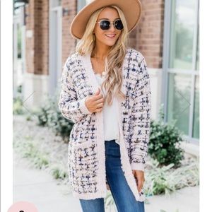 Pink Lily tweed grandpa sweater size Small